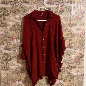 Free People Burgundy Blouse